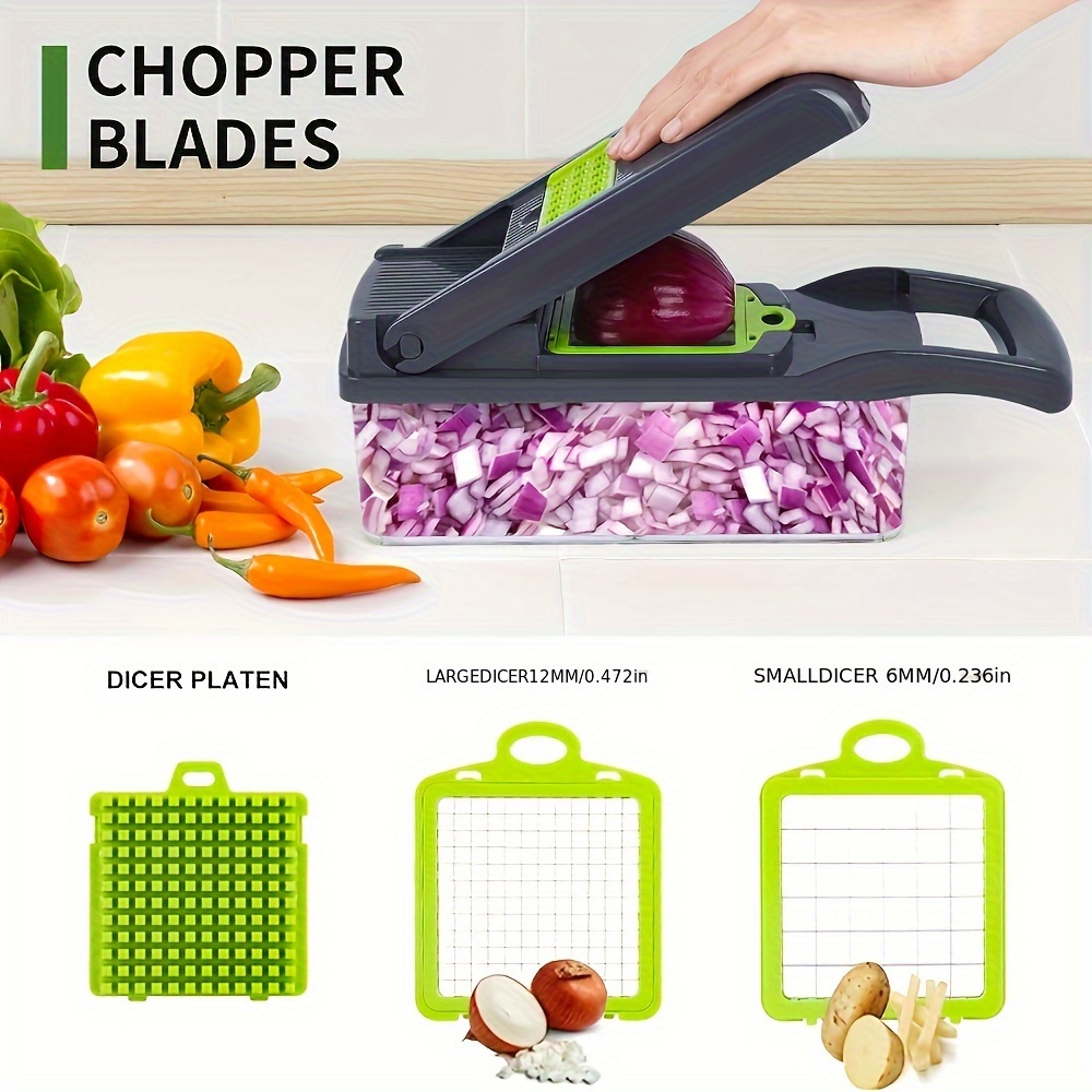 

Vegetable Chopper, Onion Chopper, Mandolin , Pro 10 In 1professional Choppermultifunctional Vegetable Chopper And , Dicing Machine, Adjustablevegetable Cutter With Container (grey)