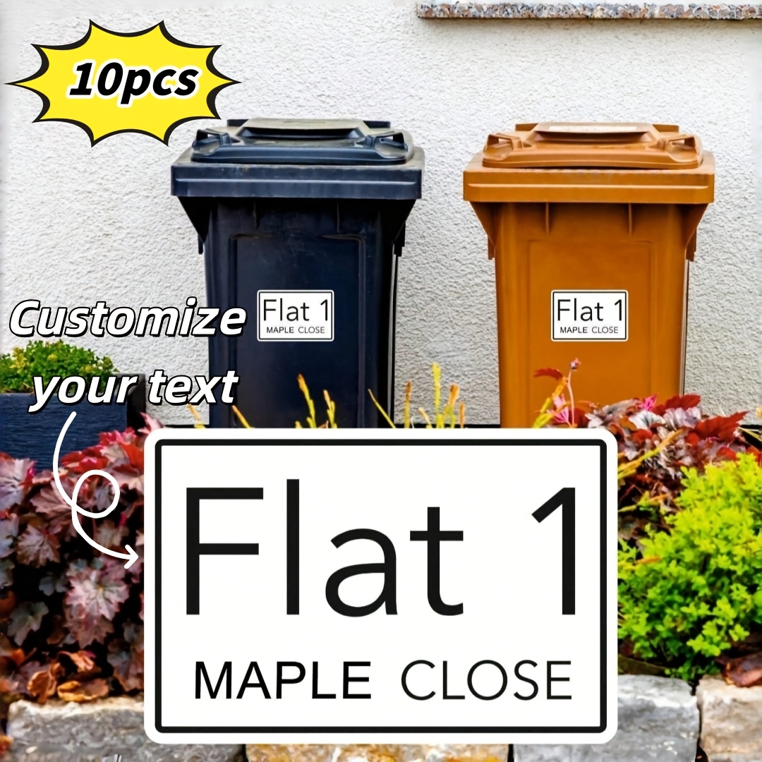 TEMU 10pcs Personalized Trash Can Label Stickers For House Numbers, Address Labels, Trash Bin Labels, And Door Decoration, A Thoughtful Gift For ,
