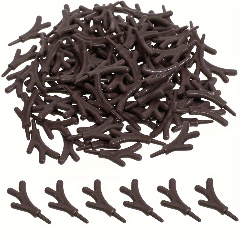 

50pcs Mini Christmas Reindeer Antlers - 3.3x2.5cm Plastic Deer Horns For Diy Snowman Crafts & Decor