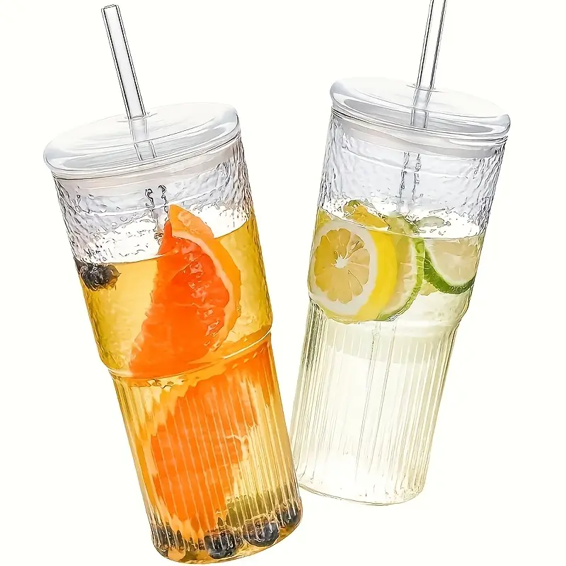 2 glasses 650 ml 22 2 oz with lid and straw iced coffee smoothies and travel reusable and ideal gift for women christmas gift Product details 0
