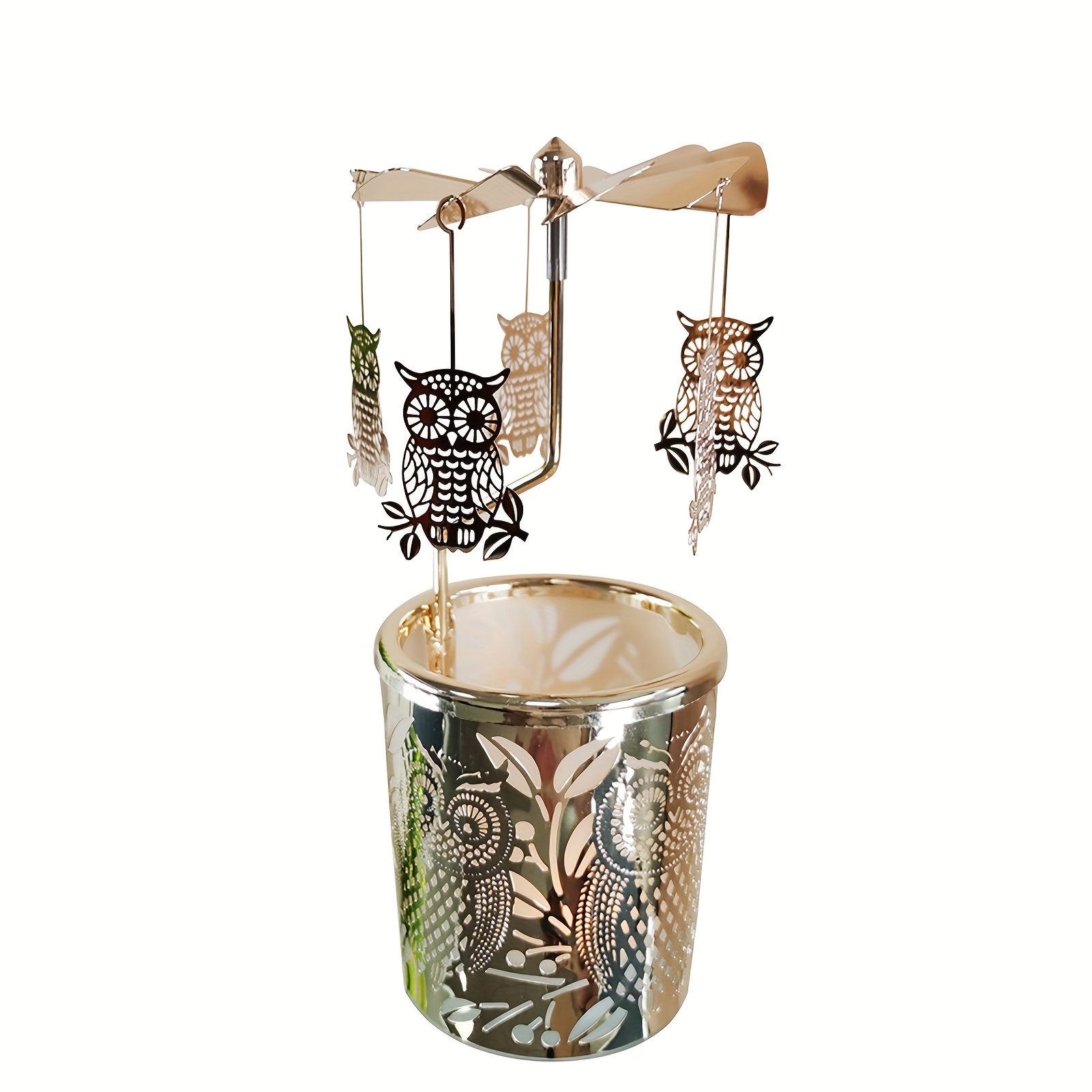 Image of Rotary Candle Holder Windmill Carousel Candlestick Automatic Rotation Festival Gift For Mom/girlfriend/wife Home Decoration Desktop Ornament