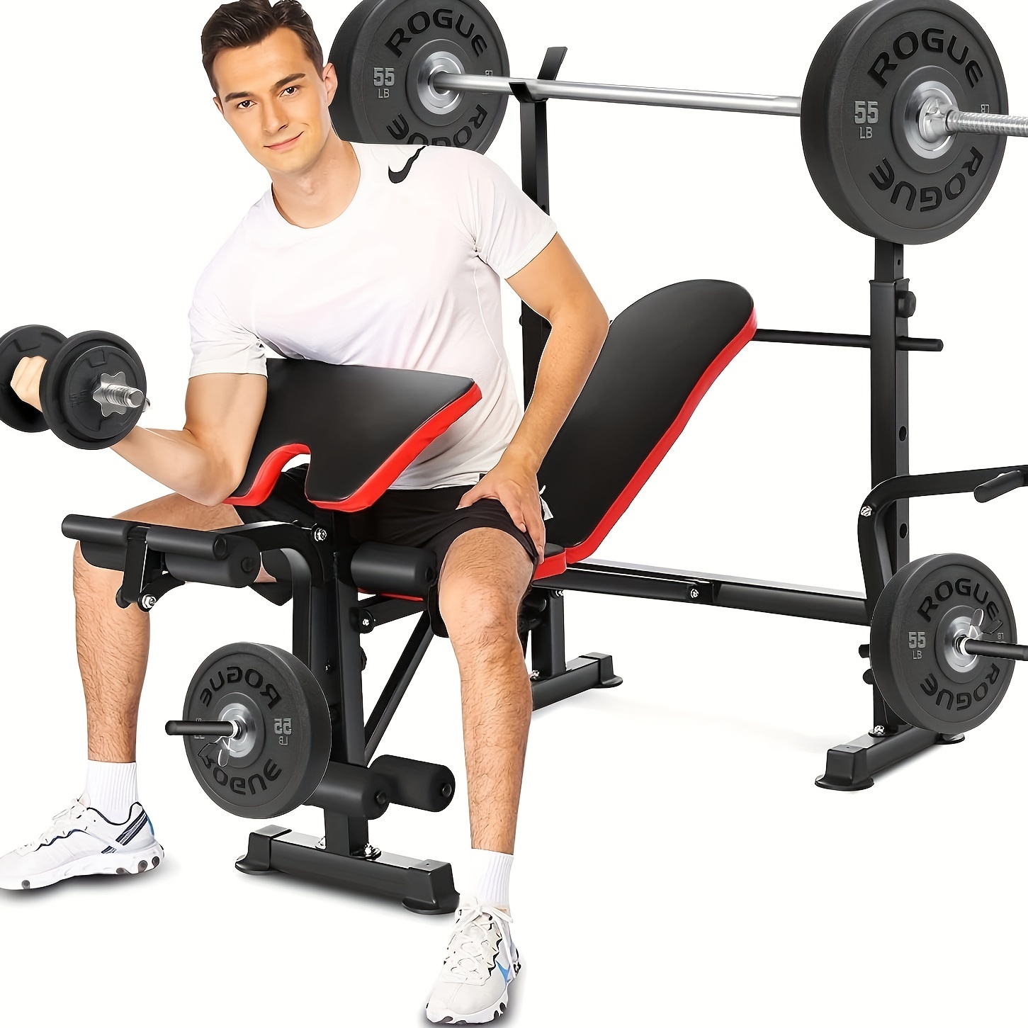 Agarre Supino Press Con Mancuerna Banco Plano Banco Multifuncional