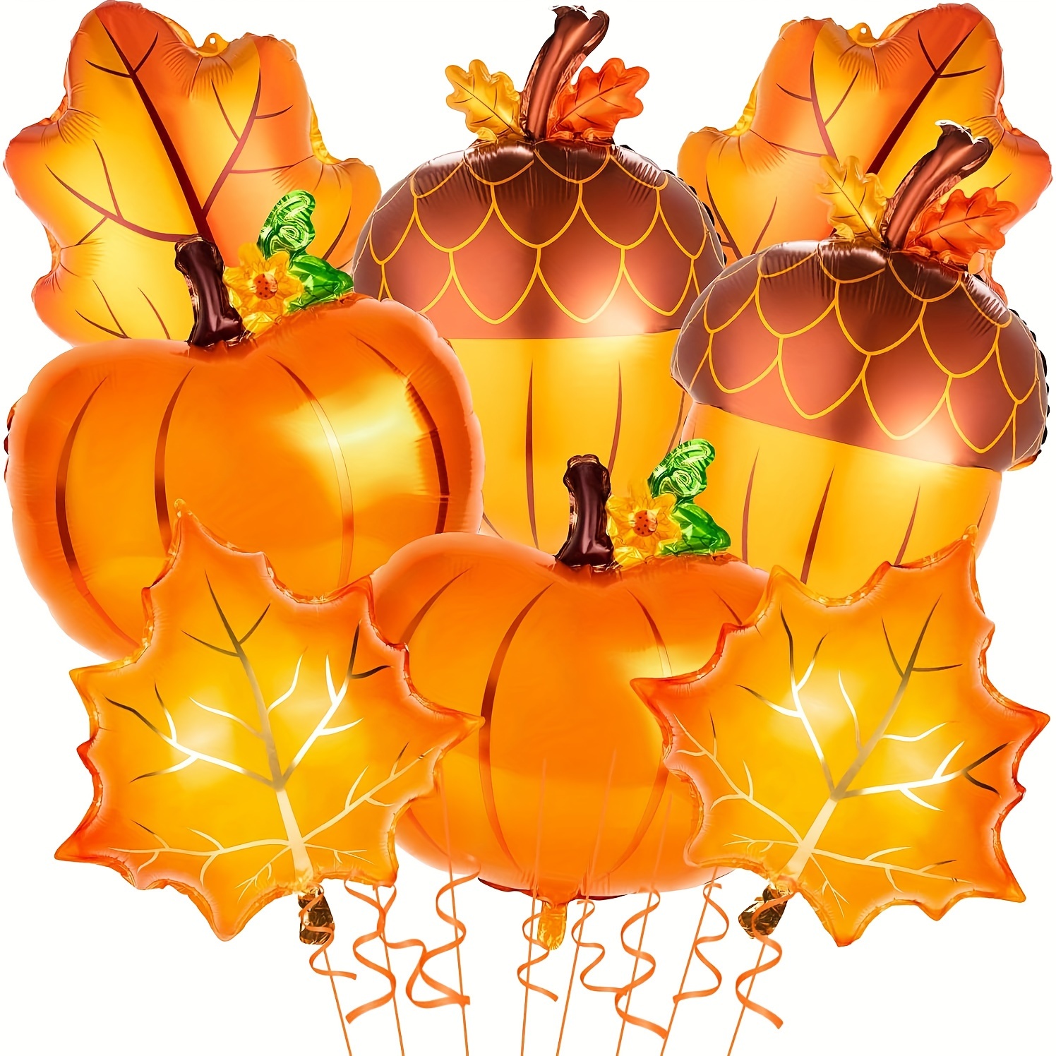 Happy Fall Balloon, 8pcs Big Balloons, Fall Mylar Foil Balloons For Thanksgiving Decorations
