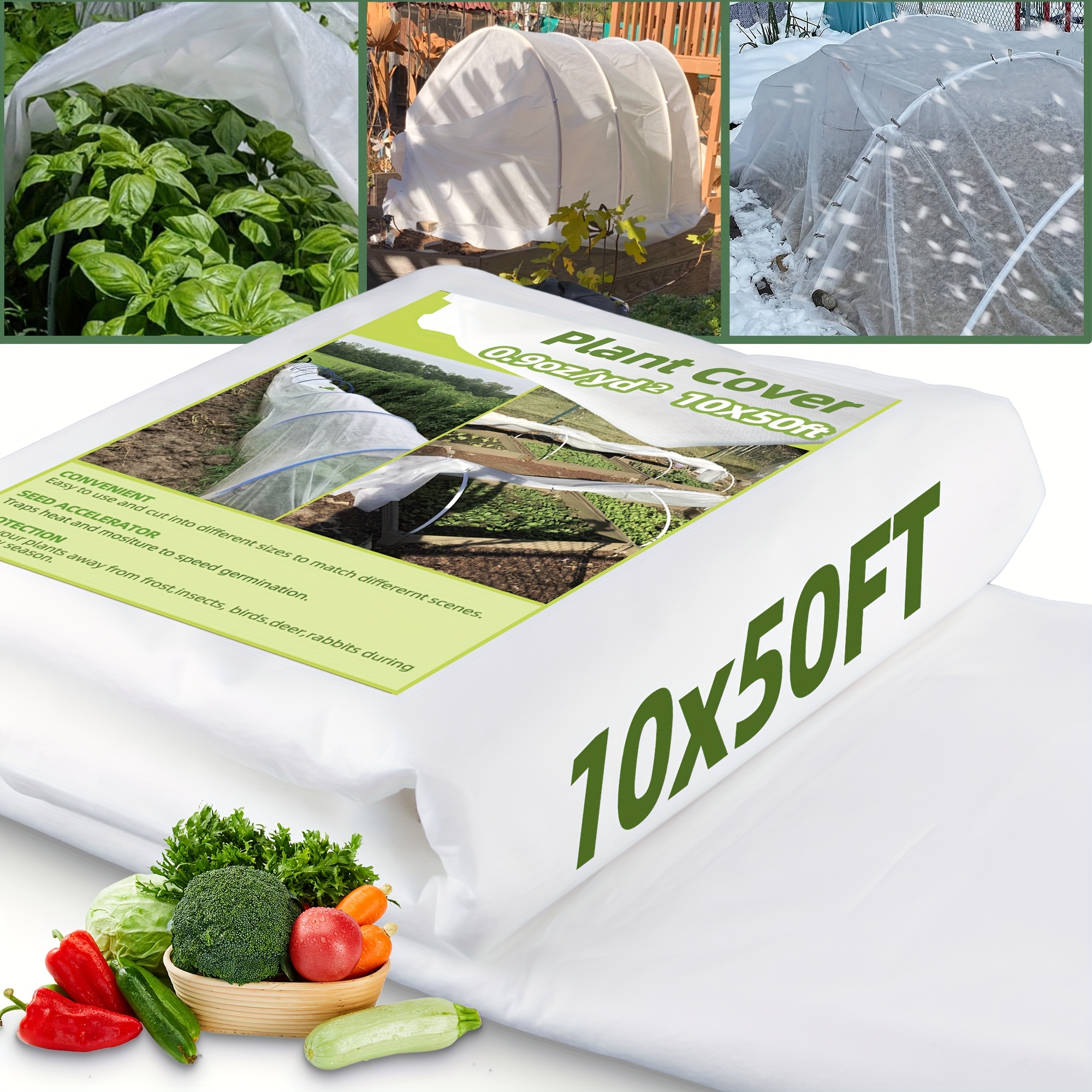 

1 Pack Frost Cloth Plant Covers Freeze Protection, 10x50ft Frost Blanket For Outdoor Plants For Winter Cold Weather, Floating Row Cover For Garden Bed Vegetables