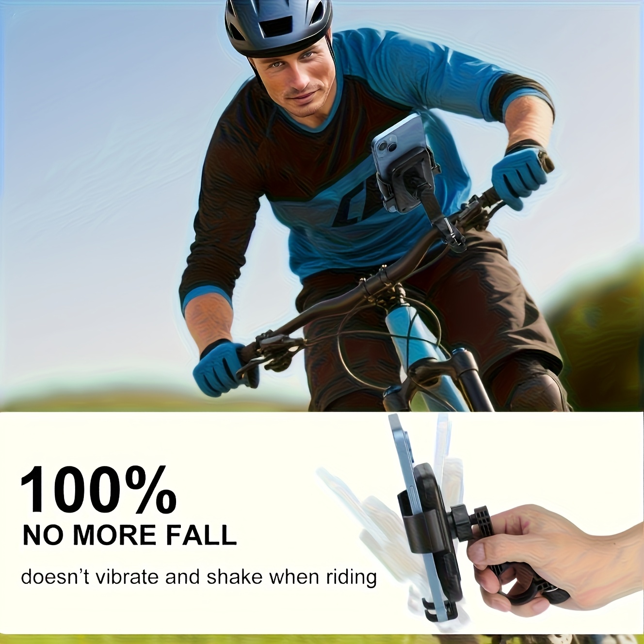Motorcycle and Bicycle Handlebar Phone Mount with 1s Auto Lock and 10s Quick Install Compatible with iPhone and Samsung