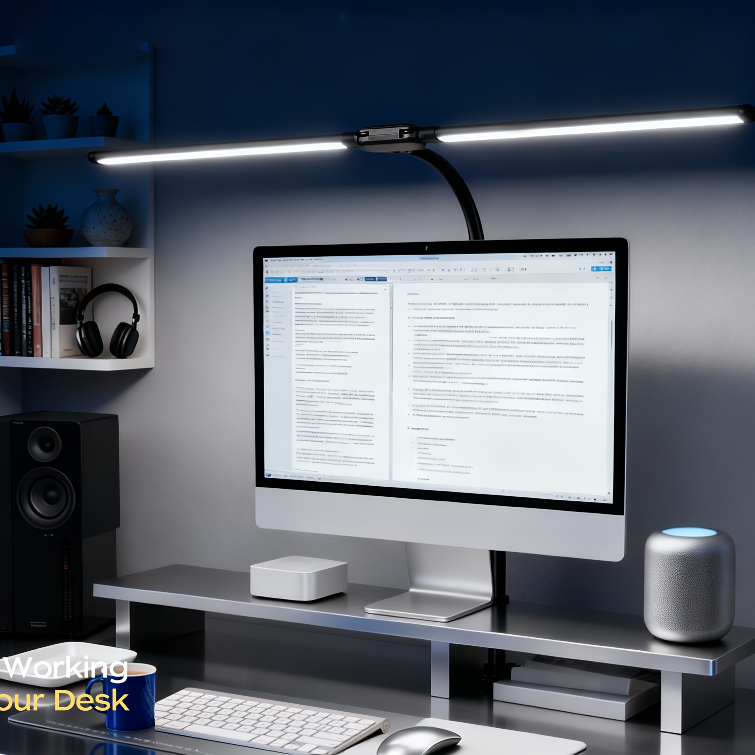 TEMU Dual-head Led Desk Lamp, Gooseneck Arm, 3-color Temperature And 10-level Adjustable Brightness, Usb-powered Adjustable Computer Lighting,