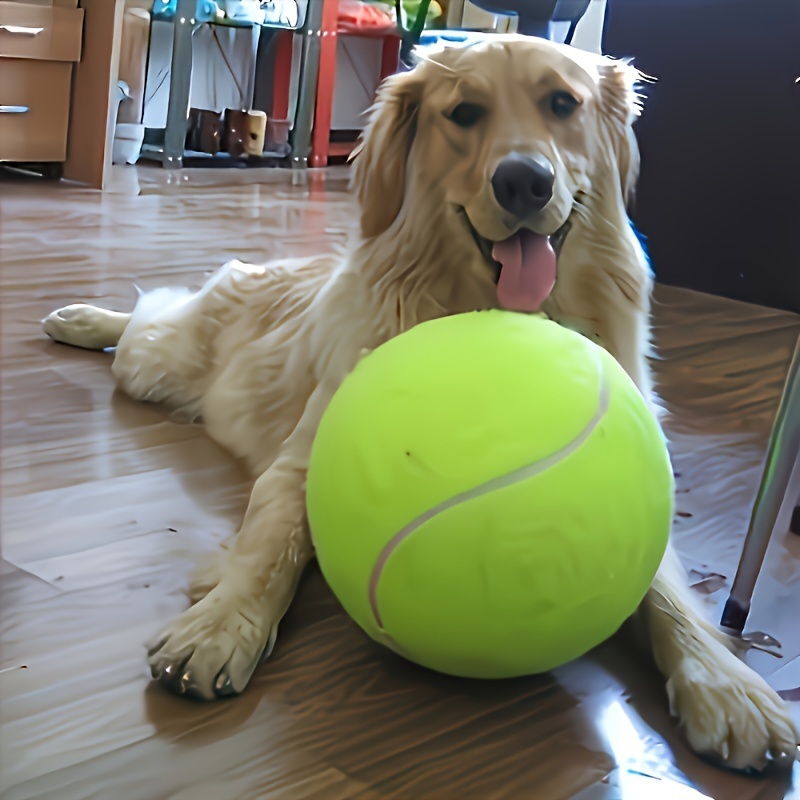 

Interactive Jumbo Tennis Ball Chew Toy For Dogs, Durable Inflatable Dog Play Ball, Training Equipment For Medium & Large Breeds - All Breed Sizes, Plastic Material, No Battery Needed