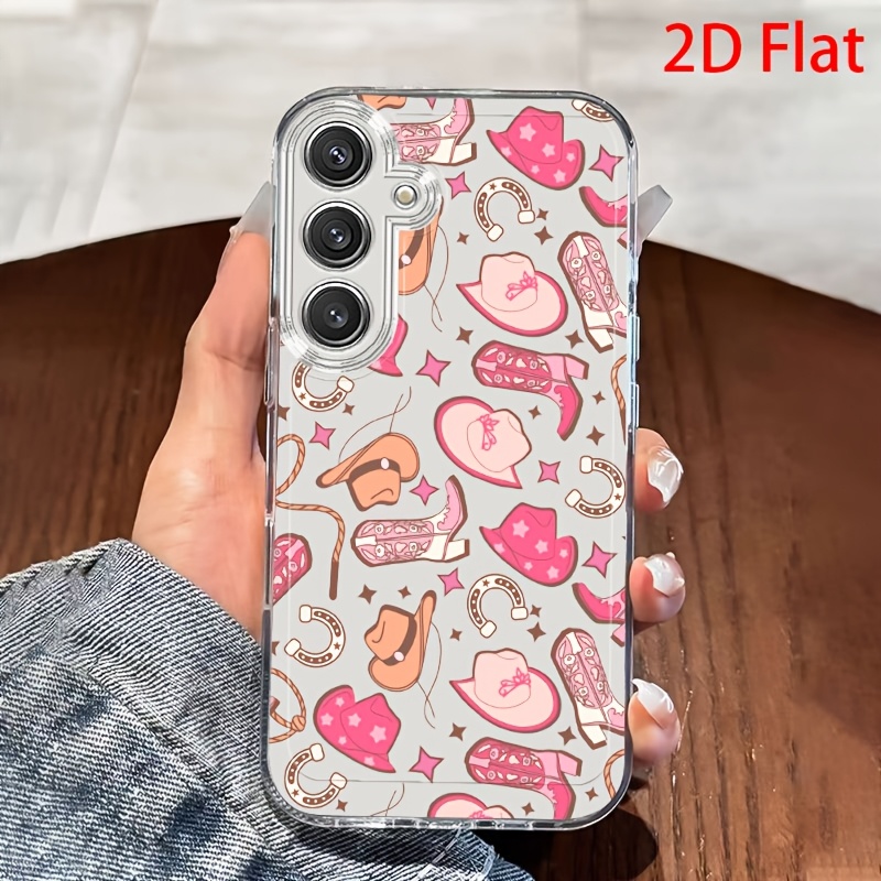TEMU Phone Case - 2d Flat Horseshoe Boots Cowboy Hat Phone Case For Galaxy A02 A03s A04 A05s A06 A13 A14 A15 A16 5g A21s A22 A23 A24 A25 A32 A34 A35