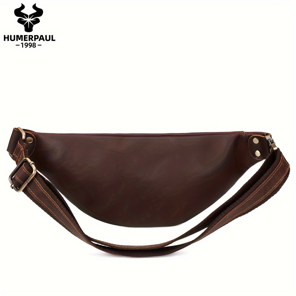 HUMERPAUL Vintage Style Genuine Leather Waist Bag