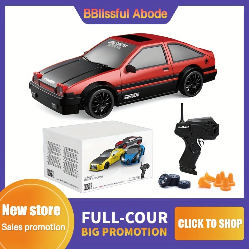 

Rc Car 1:24 - 14km/h 4wd With Led Lights & Tires - Ideal For Christmas, Halloween & Birthday