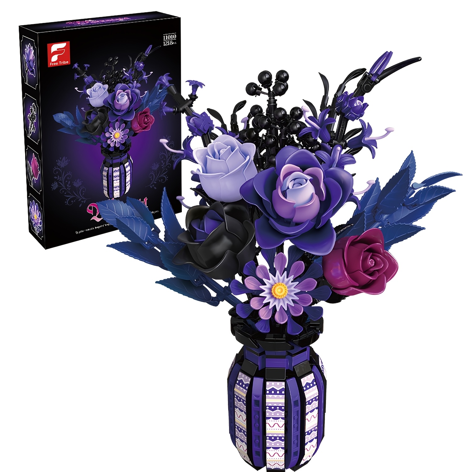 Image of 1218pcs Purple Building Block Model, Gothic Style Creative Desktop Home Decor Ornament, Perfect Gift For Holidays And Birthdays
