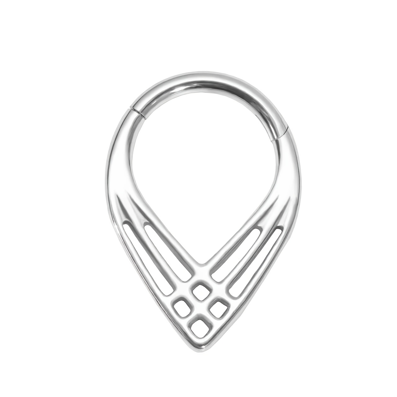 Image of 1pc Of 316l Stainless Steel Teardrop Septum Ring With Clicker-suitable For Tragus, Cartilage, Helix, And Body Piercing Jewelry