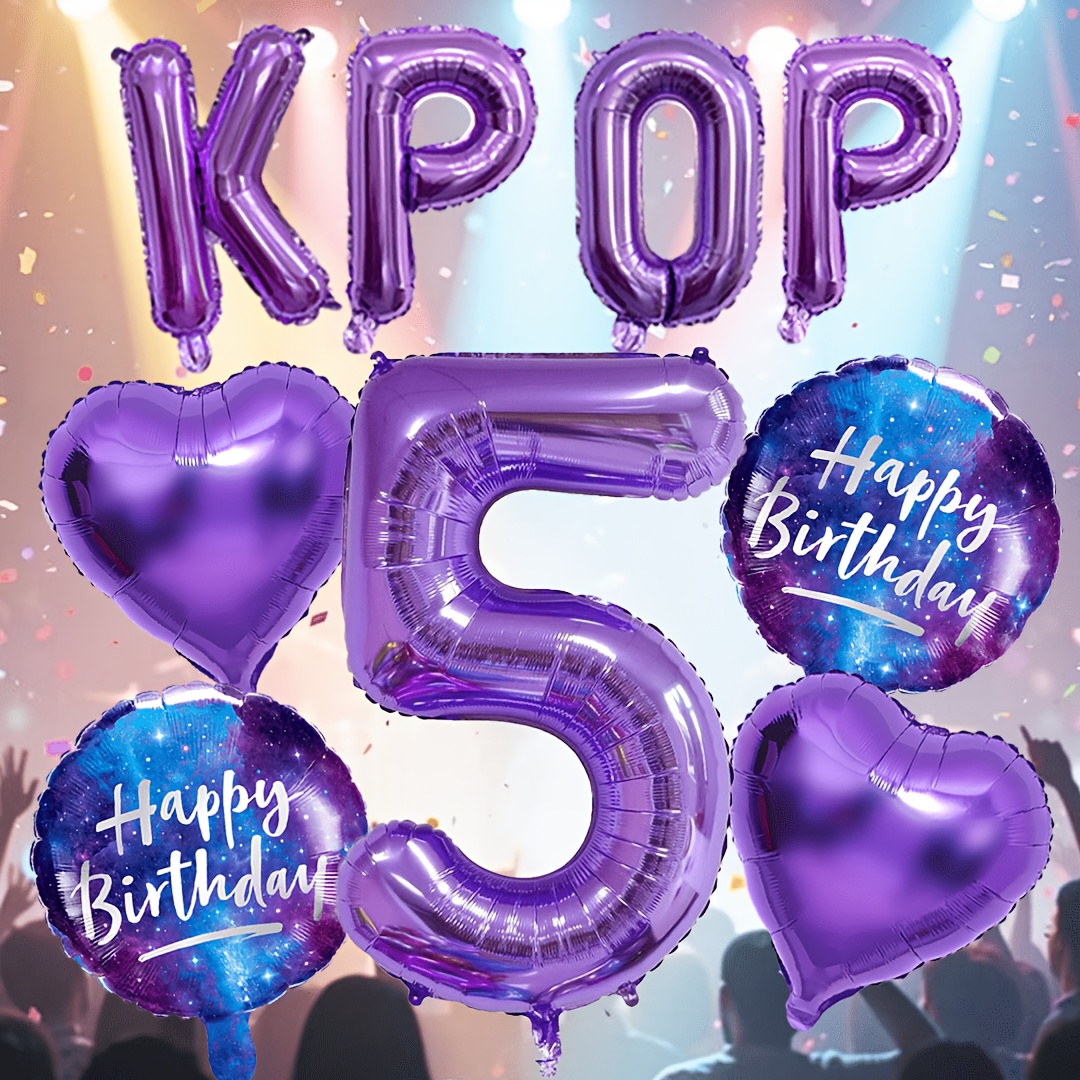 TEMU Set da 9 pezzi, Set di palloncini per feste a tema viola cool, Palloncino numero viola extra large da 32 pollici, Palloncini a forma di cuore,