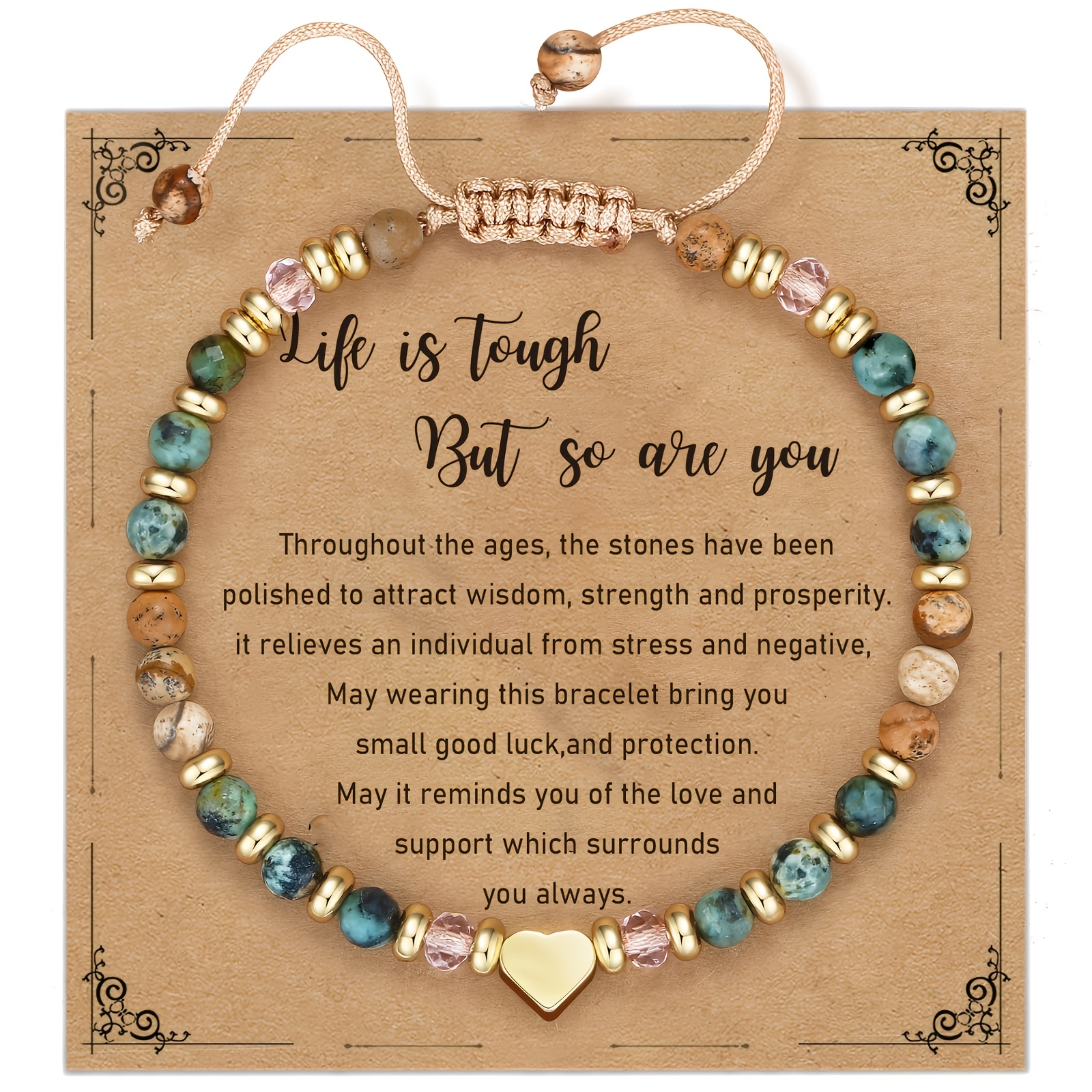 TEMU Bracelet cœur en de 4 mm pour meilleure , cadeau d', représentative, turquoise africaine, bracelet et de protection. Parfait pour et les sœurs :