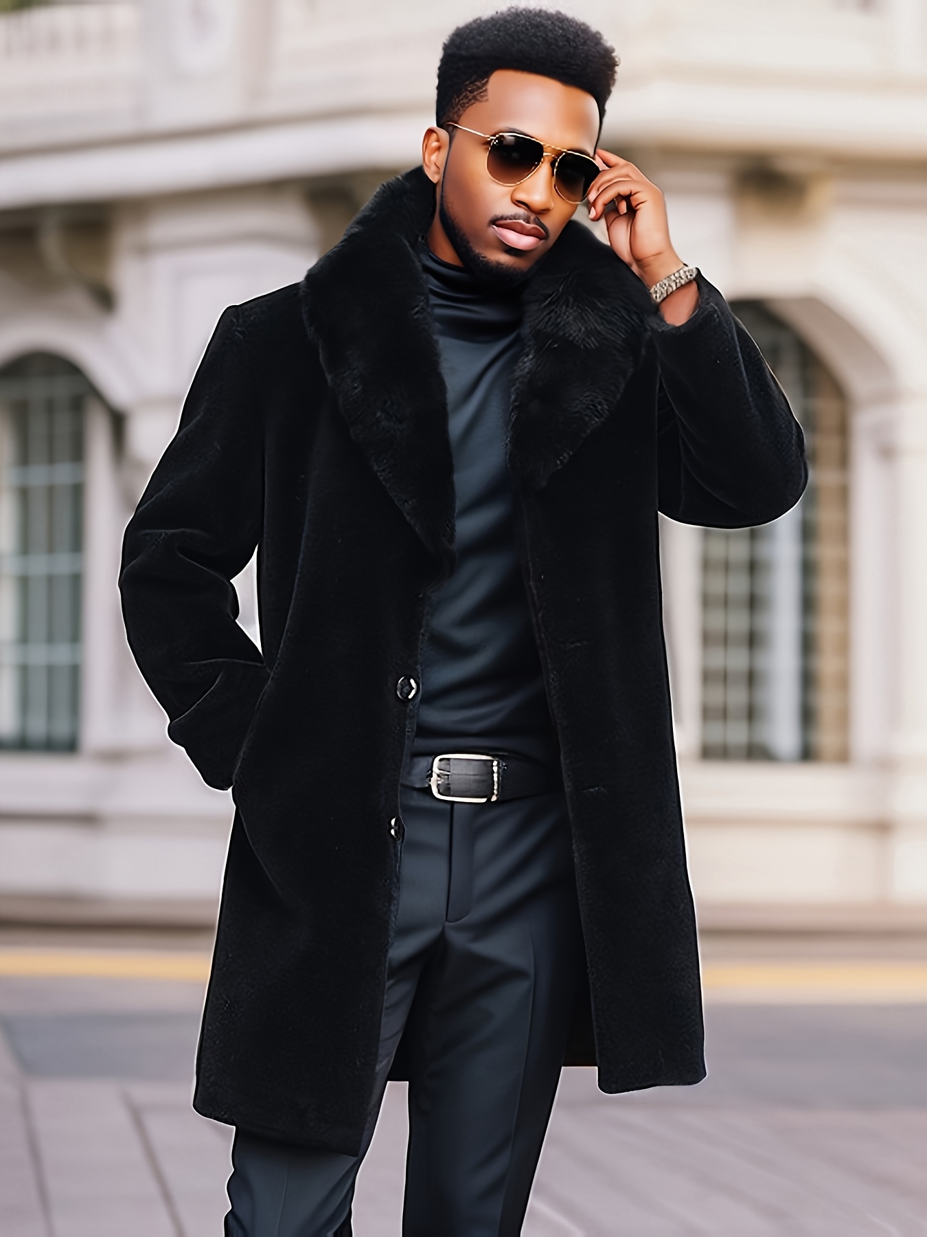 *'S Winter Plush Fur Coat Luxury Long Formal Everyday Outerwear, Soft  Warm Coat with Lapel Collar, Elegant Black Fur Jacket for Busine