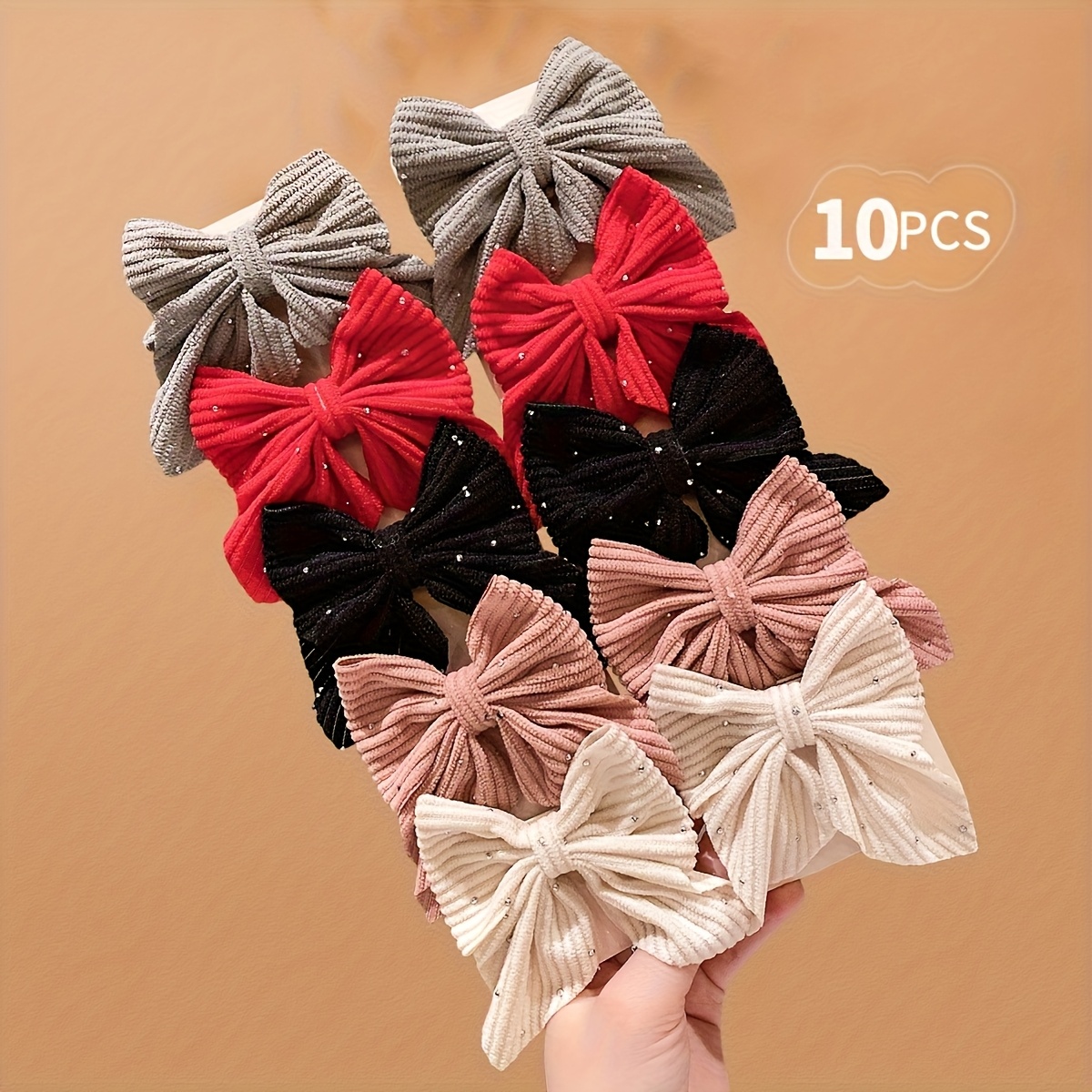 10 pack     colorful bow hair clips for girls soft fabric hair accessories with black ribbons   teen hair clips for everyday special occasions durable clip   cute hair clips Product details 4