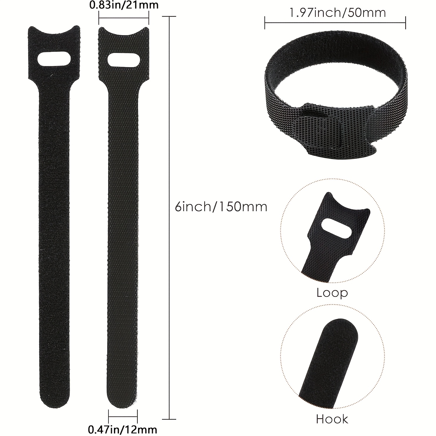 120pcs Reusable Hook and Loop Cable Ties in 5 Colors