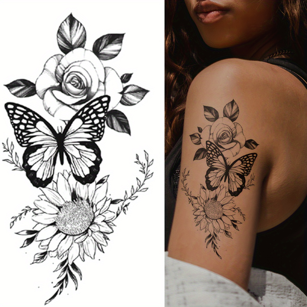 Temporary Tattoos For Women -110 Temporary Tattoo Stickers Of Flowers &  Phrases- Fake Tattoos Temporary Realistic & Aesthetic - Tatoos For Women &  Tatoos For Adults - Tatuajes Temporales Women Unisex