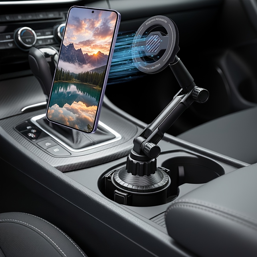 E-shop Magnetischer Handyhalter fürs Auto & Becherhalter mit verstellbarer Höhe, erweiterbarer Basis - Starker Magnet, geeignet für alle runden