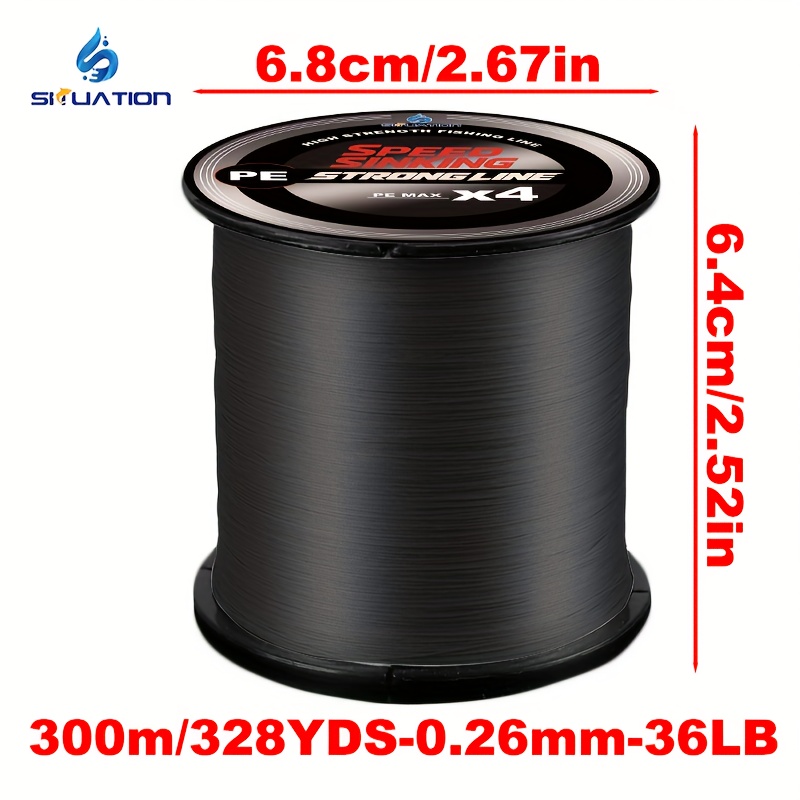 TEMU -meter/328-yard Four-strand Durable Smooth Braided Line Suitable For Long-distance Casting, Available In Black And Gray, Designed For Various