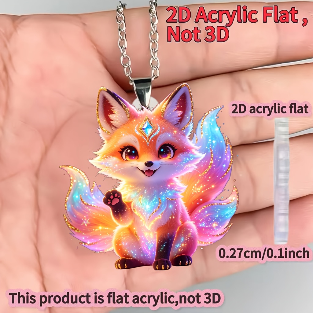 Cute Fox Pattern Pendant Necklace, Unisex Gift