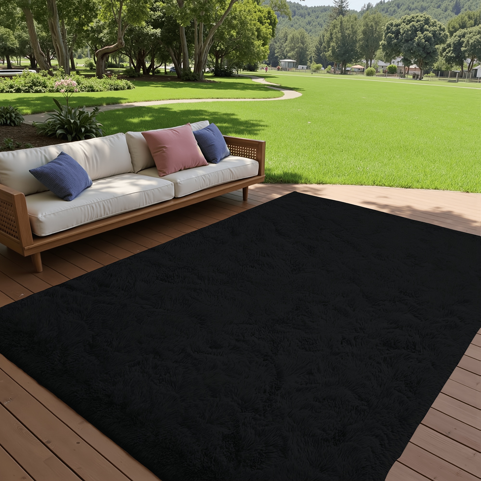 TEMU [upgraded Bottom]1pc Giant 71x106in Plush Area Rugnon-slip Fluffy Area Rug, 1.6 Inch Thick Plush Machine Washable Floor Mat, For Living Room,