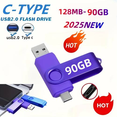 usb c flash drive 90gb 64gb 16gb 128mb type c type 2 in1 usb 2 0 dual interface flash drive high speed otg photo stick for smartphones and tablets storage usb drive