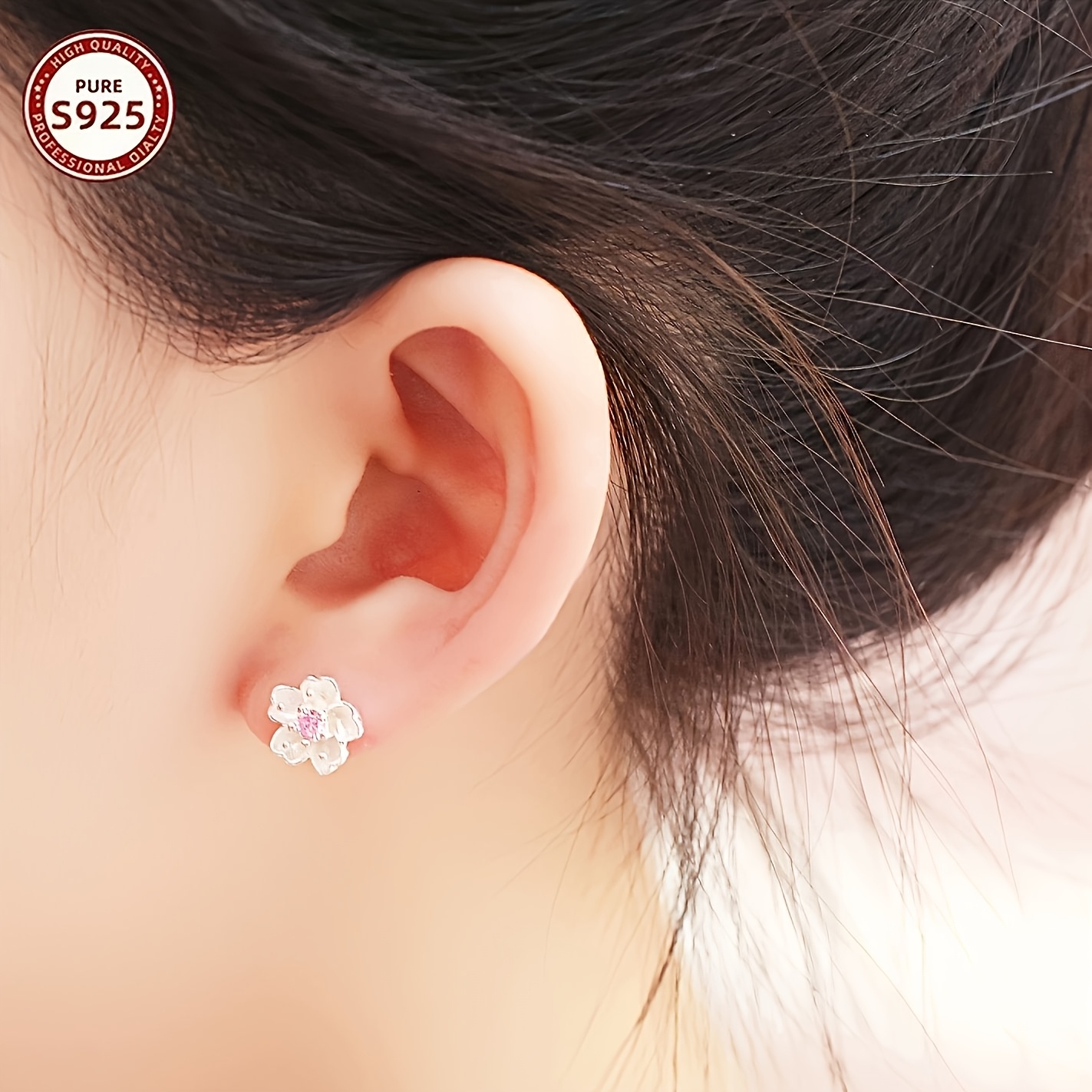 925 Silver Flower Earrings, Minimalist Design