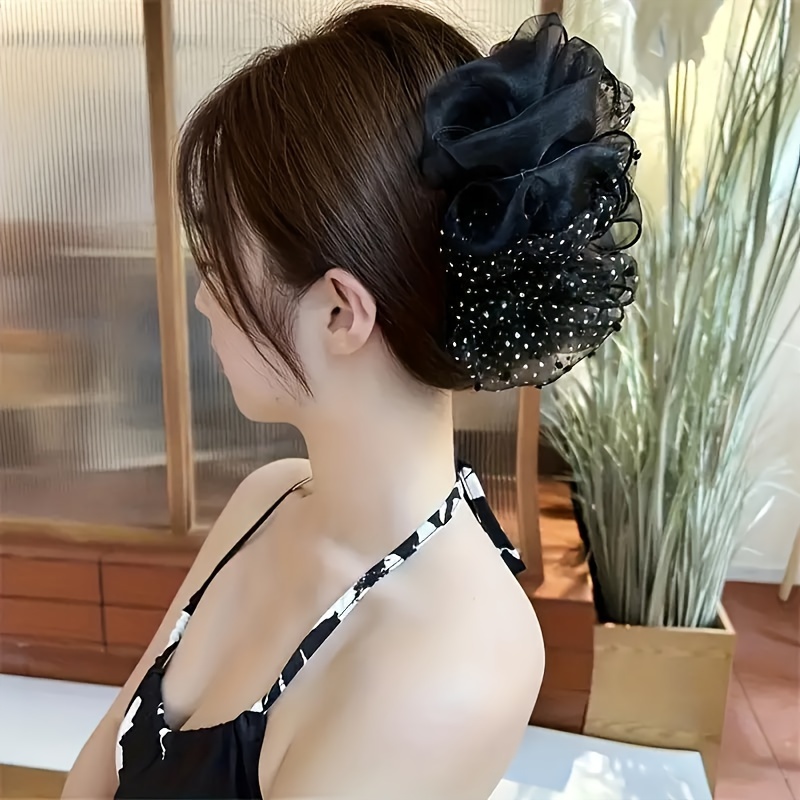 

1pc Vintage Mesh Decorative Hair Claw Clip Elegant Non Slip Ponytail Holder Trendy Hair Accessories For Women And Daily Use