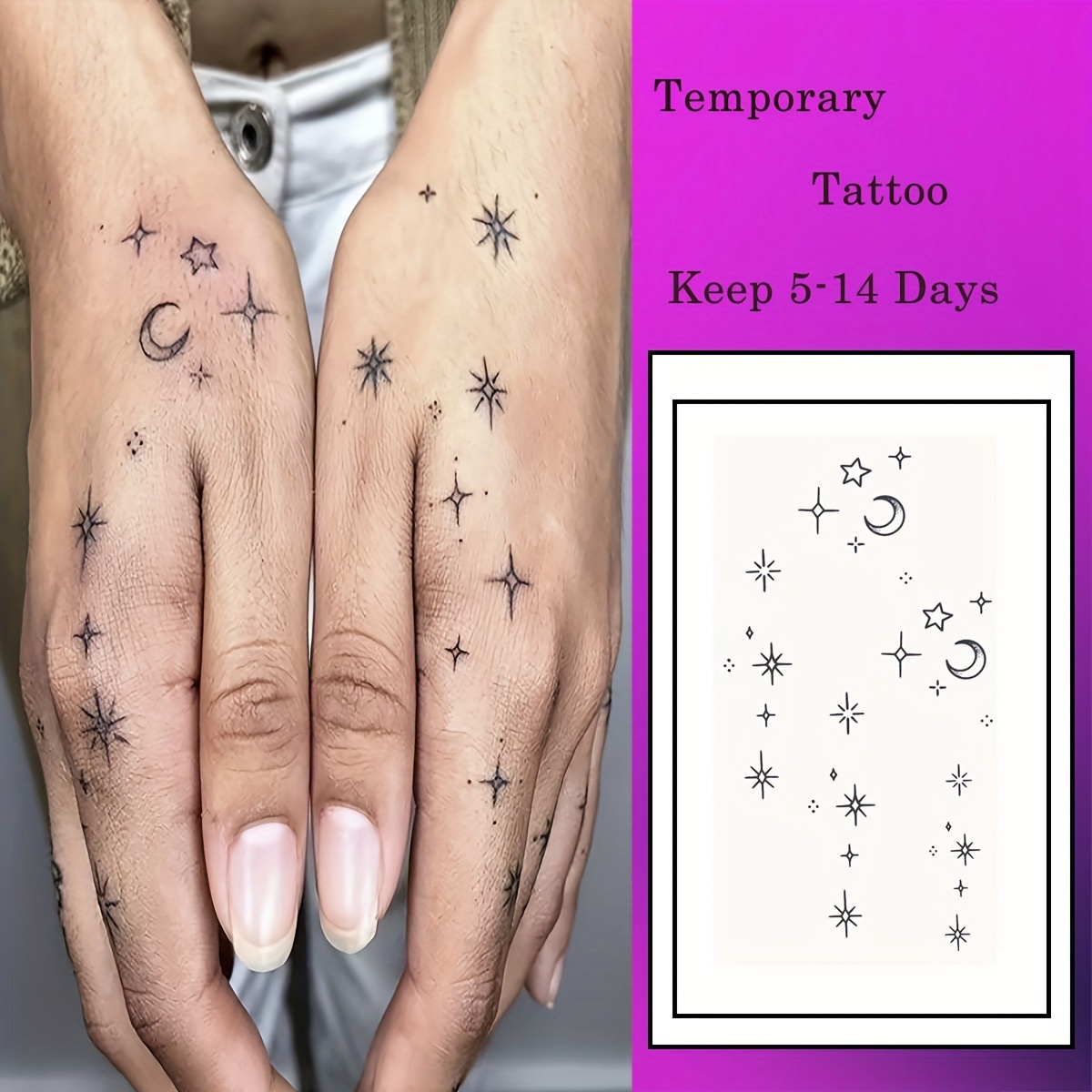Herbal Juice Temporary Tattoo Stickers - Realistic Designs, Waterproof Non-reflective Art For Fingers, Lasts 5-14 Days, High-quality Single-use Body Art