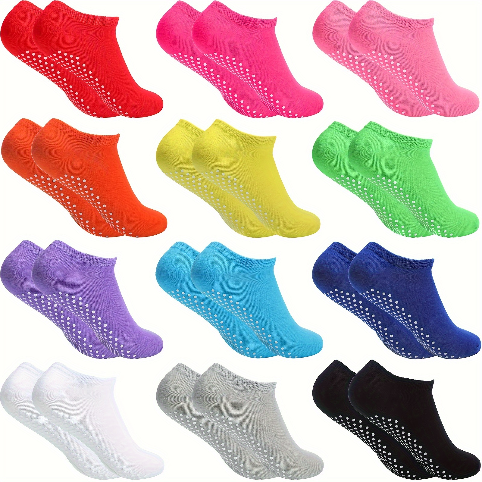 TEMU Bulk Non Slip Socks 36 Pairs With Grips Sticky Gripper Women's Non Skid Pilates Socks For Women Men Yoga Pilates Barre Home Workout Slipper, 12 Colors