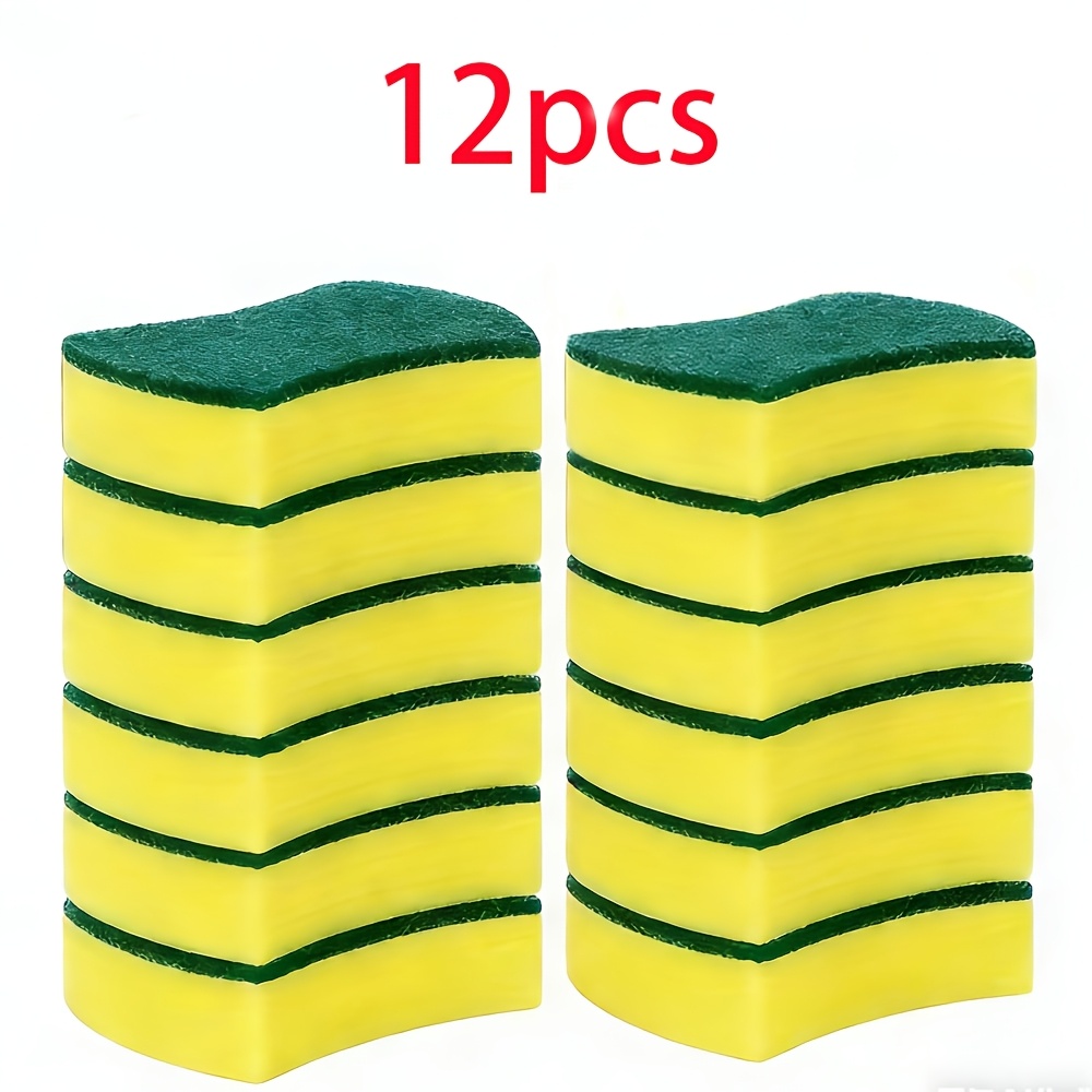 TEMU 12pcs Kitchen Cleaning Sponge, Dish Towel, Scouring Pad, Dishware Anti-scratch Scrubbing Sponge