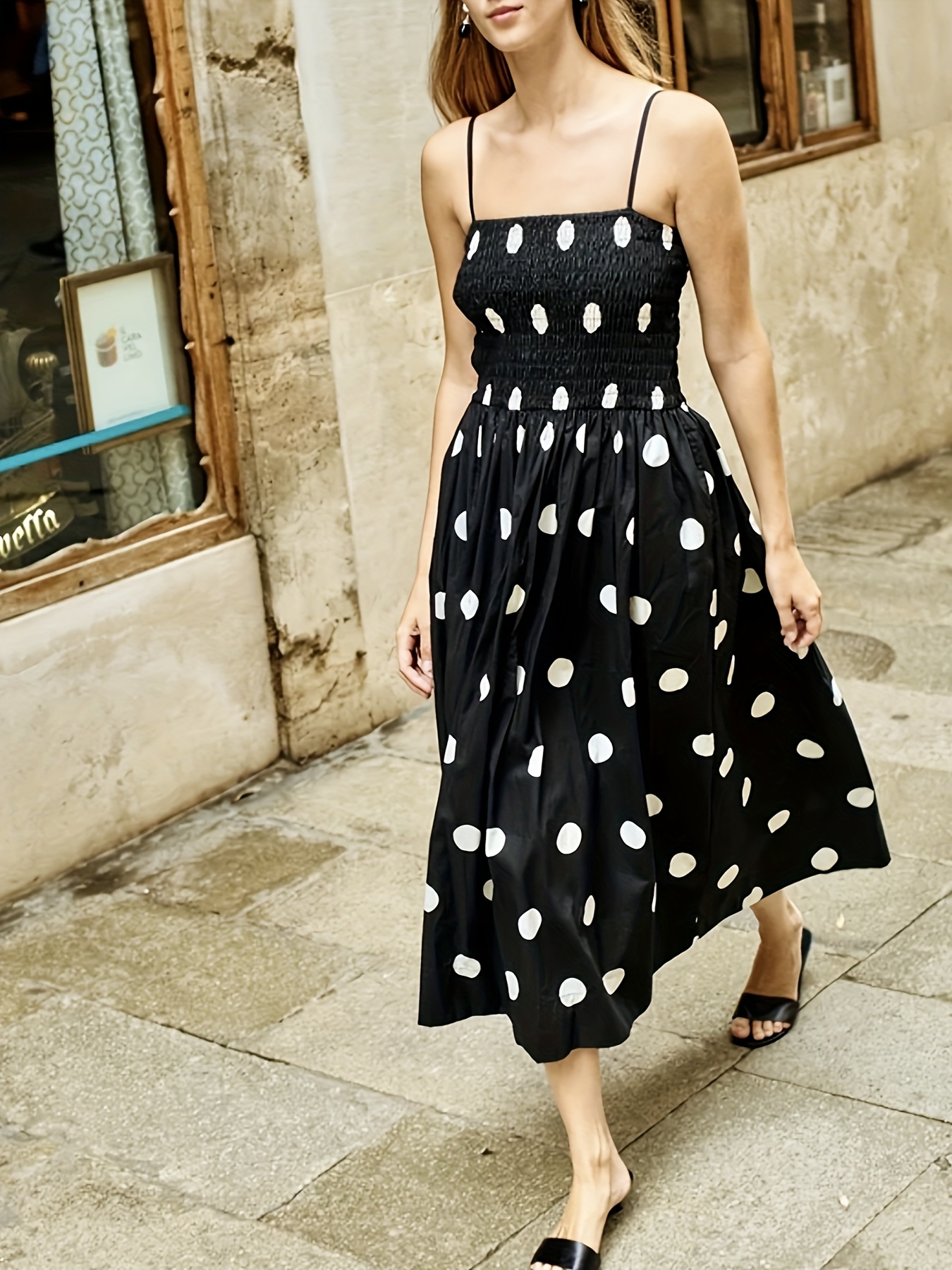 knee length dresses for ladies Chocolate Polka Dot Midi Dress main image 0