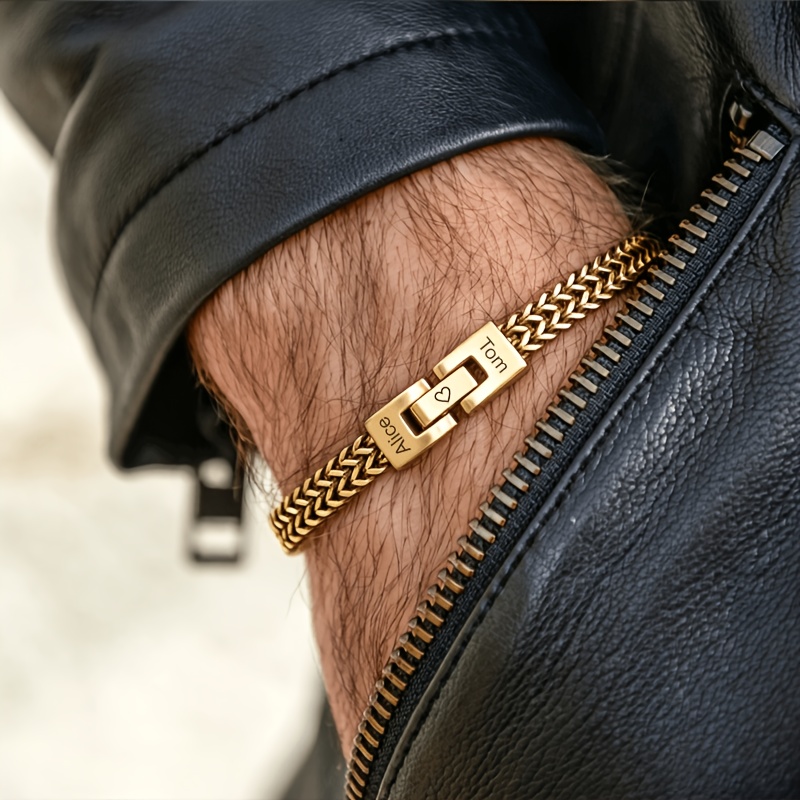 Personalized Vintage Stainless Steel Engravable Men's Bracelet