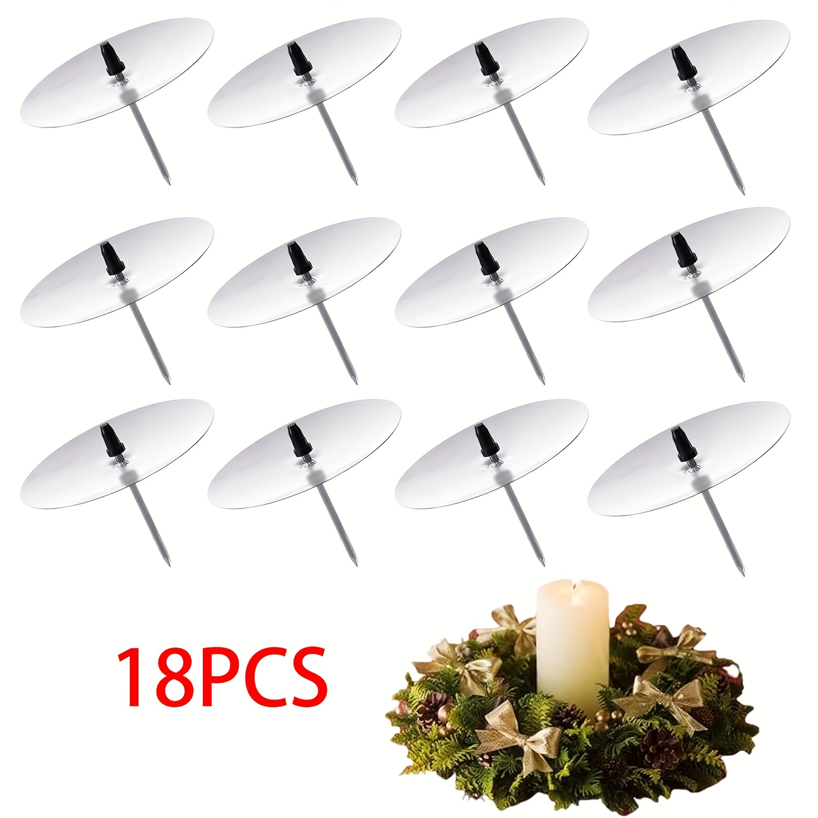 TEMU 18 Christmas Wreath Candle Holders-6cm/2.36-inch Black Metal Candle Holders, Advent Wreath Candle Holders, Pointed Holiday Candle Holders,