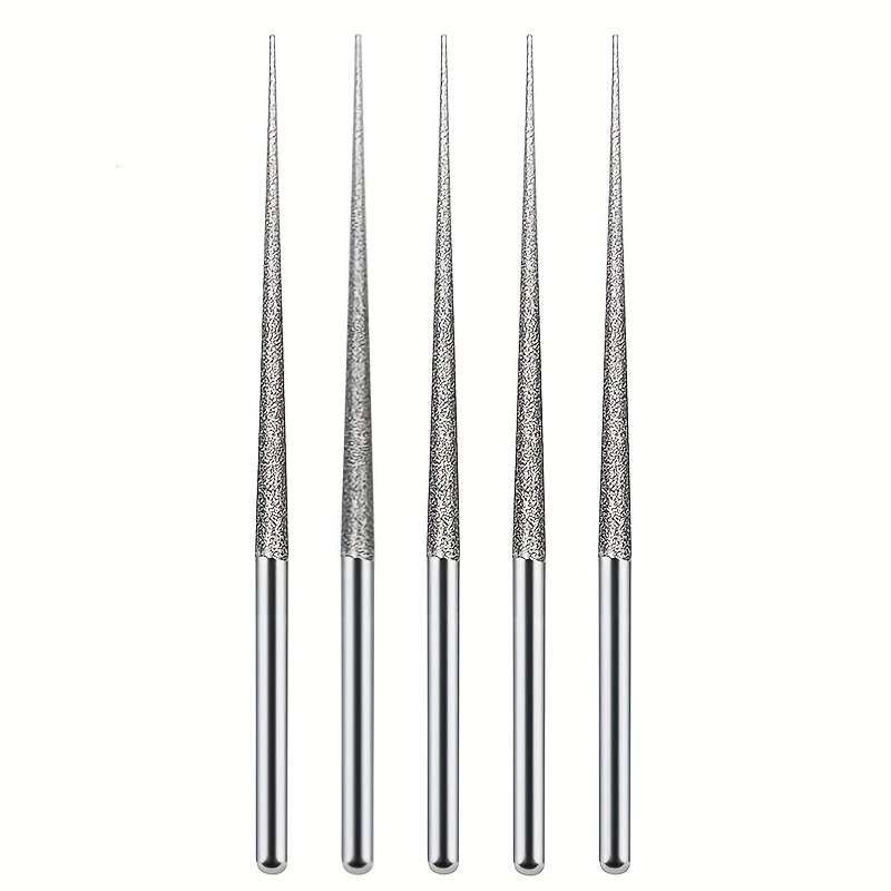 Image of 5pcs 3mm Handle Electroplated Diamond Grit Reamer, Extended Type Punching Needle, Suitable For Jewelry, Gemstones, Jade, Metal Carving, And Polishing Rotary Tool Additions