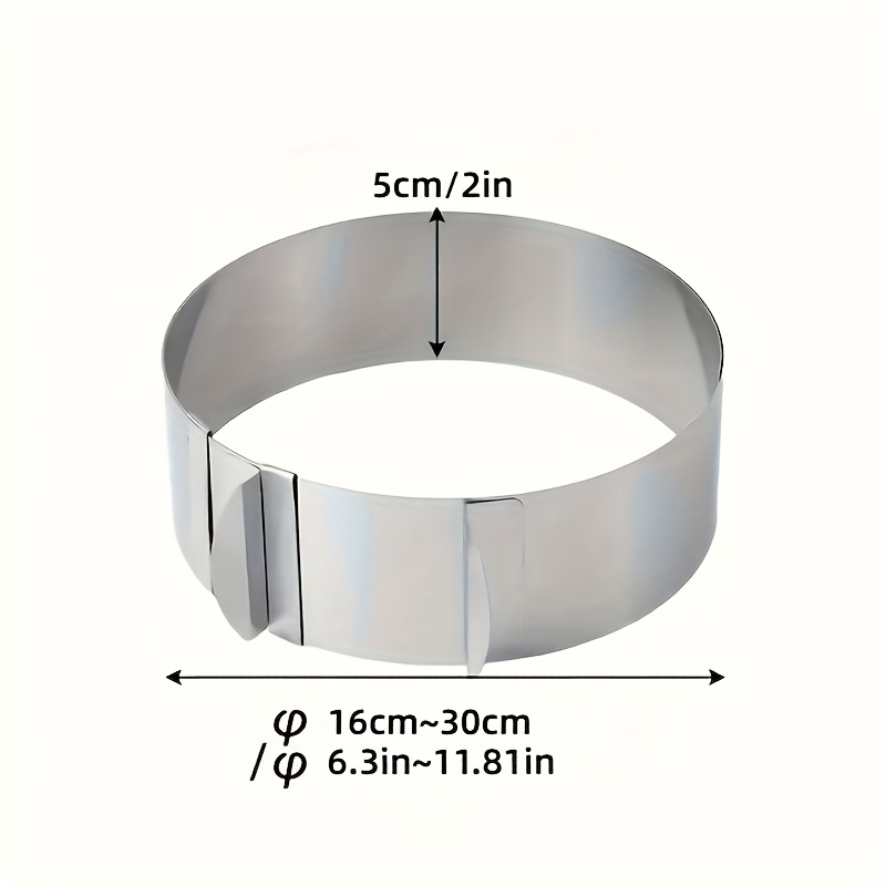 TEMU Height 2 Inches, 6-12 Inches, Multifunctional Stainless Steel Round Cake Mold Cutter, Pastry Tool, Adjustable Baking Cake Decorating Tool