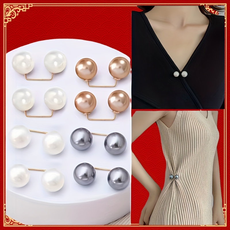 

8pcs Pearl Non-slip Safety Pins, Dress Brooch Decoration, Dress Waist Fastening Pins, Collar Adjustment, Scarf Safety, Fashion Accessories, Imitation