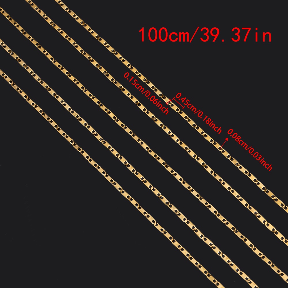 TEMU 1 Meter Stainless Steel Ultra-thin 1.5mm Japanese "" Link Tile Chain, Ins-style Chain, Diy Bracelet Chain Jewelry Accessory