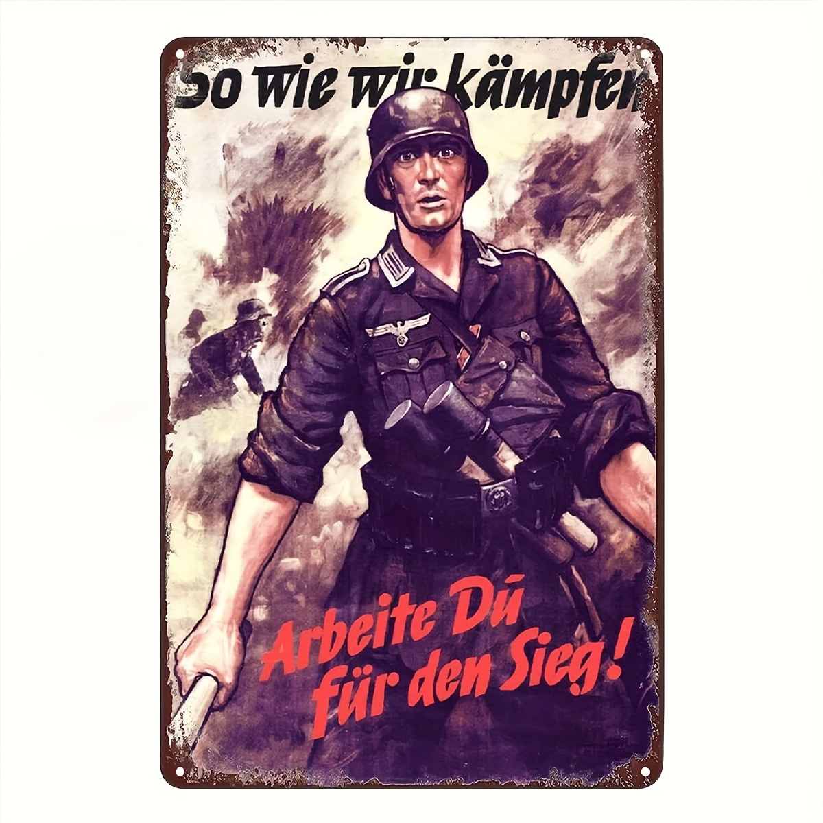 

Vintage Ww2 German Soldier Metal Sign - 8x12 Inch Tin Wall Art Decor Plaque For Home, Bar, Pub, Cafe, Living Room, Bedroom - Artistic Drawing Set For Artists