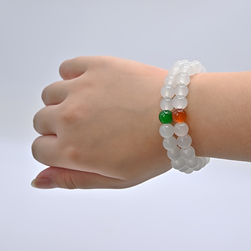 2 Pairs Elegant Women's Transparent Glass Bead Bracelets