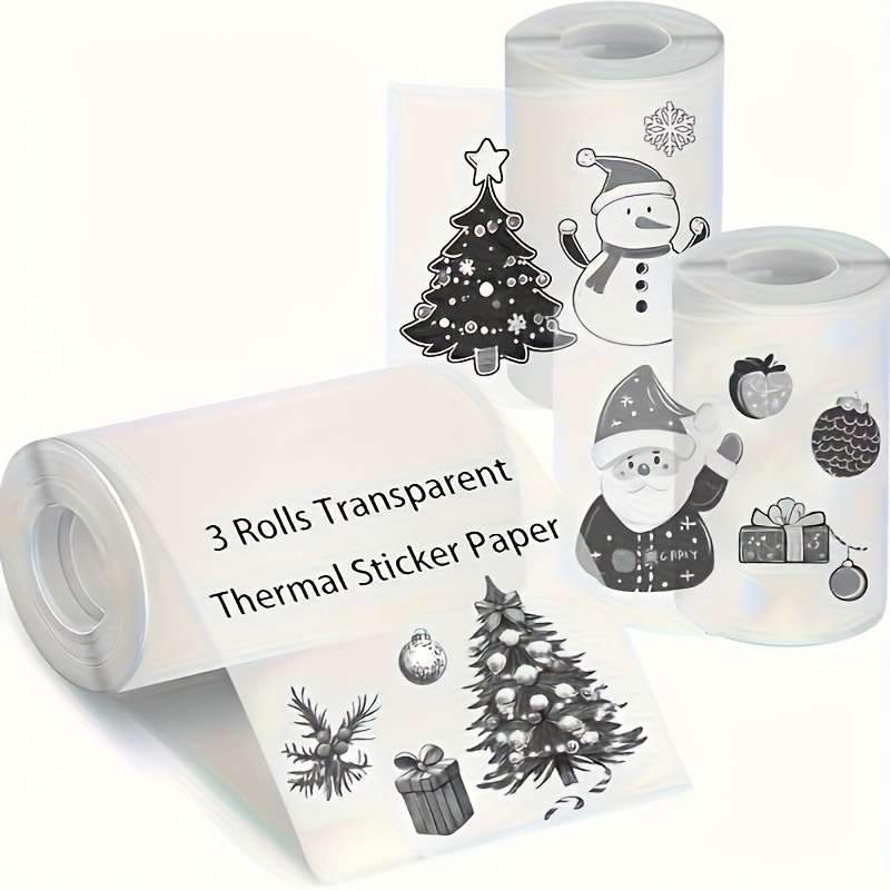 Image of 3 Rolls Of Transparent Self-adhesive Thermal Printing Paper - 57mm X 25mm Mini Portable Printer Compatible, Instant Thermal Labels, Supports Pocket Printers' Black And White Printing