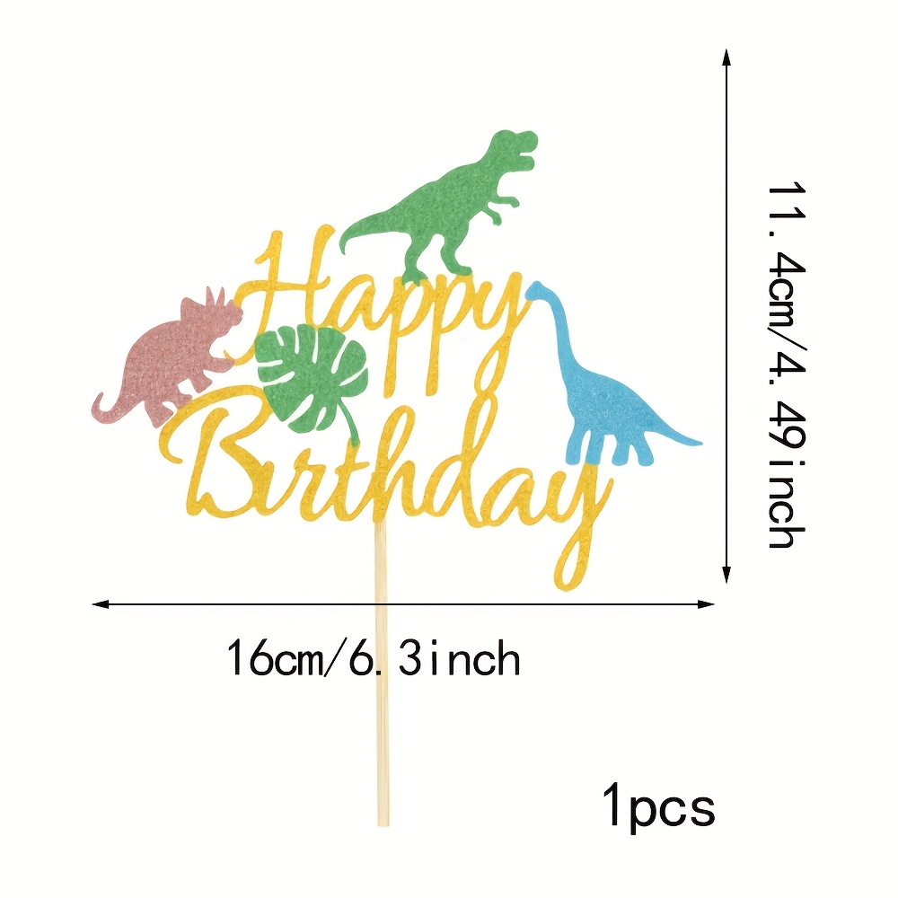 1-pack Dinosaur Happy Birthday Cake Topper, Dinosaur-themed Party Decorations For Boys And Girls' Birthday Cakes For Halloween,christmas Event & Party Supplies Halloween&christmas