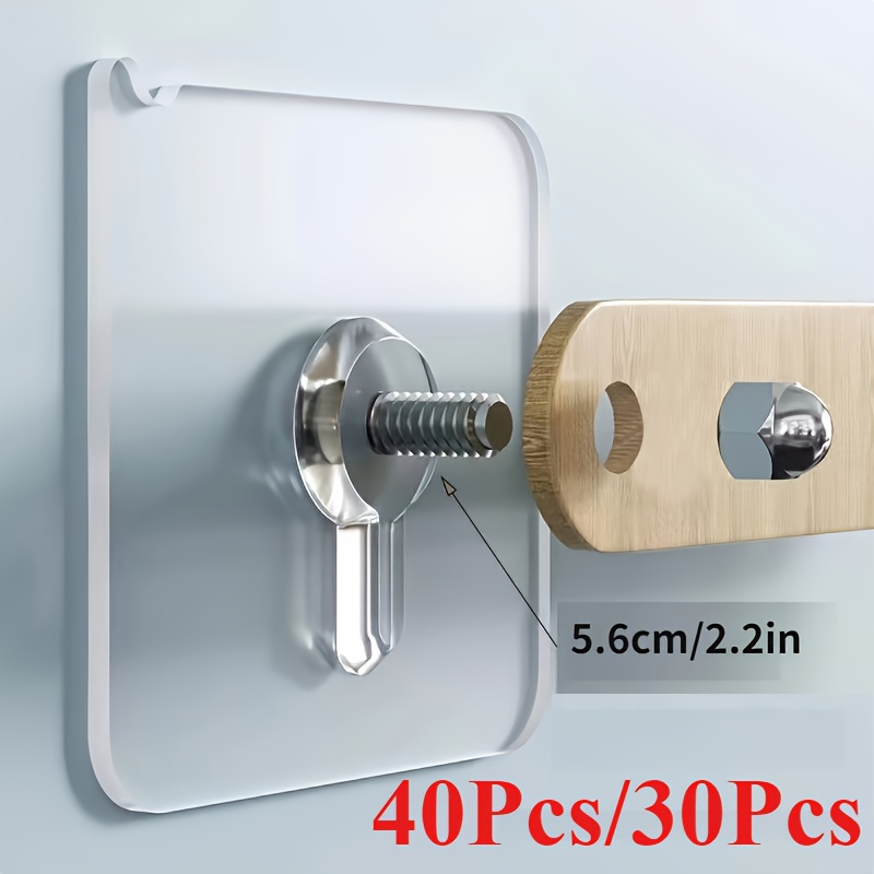 

40/30pcs 8mm/0.31 Inch Long Screw Strong Adhesive Wall Mount Hook Poster Photo Punch-free Screw Hook Kitchen Bathroom Storage Rack