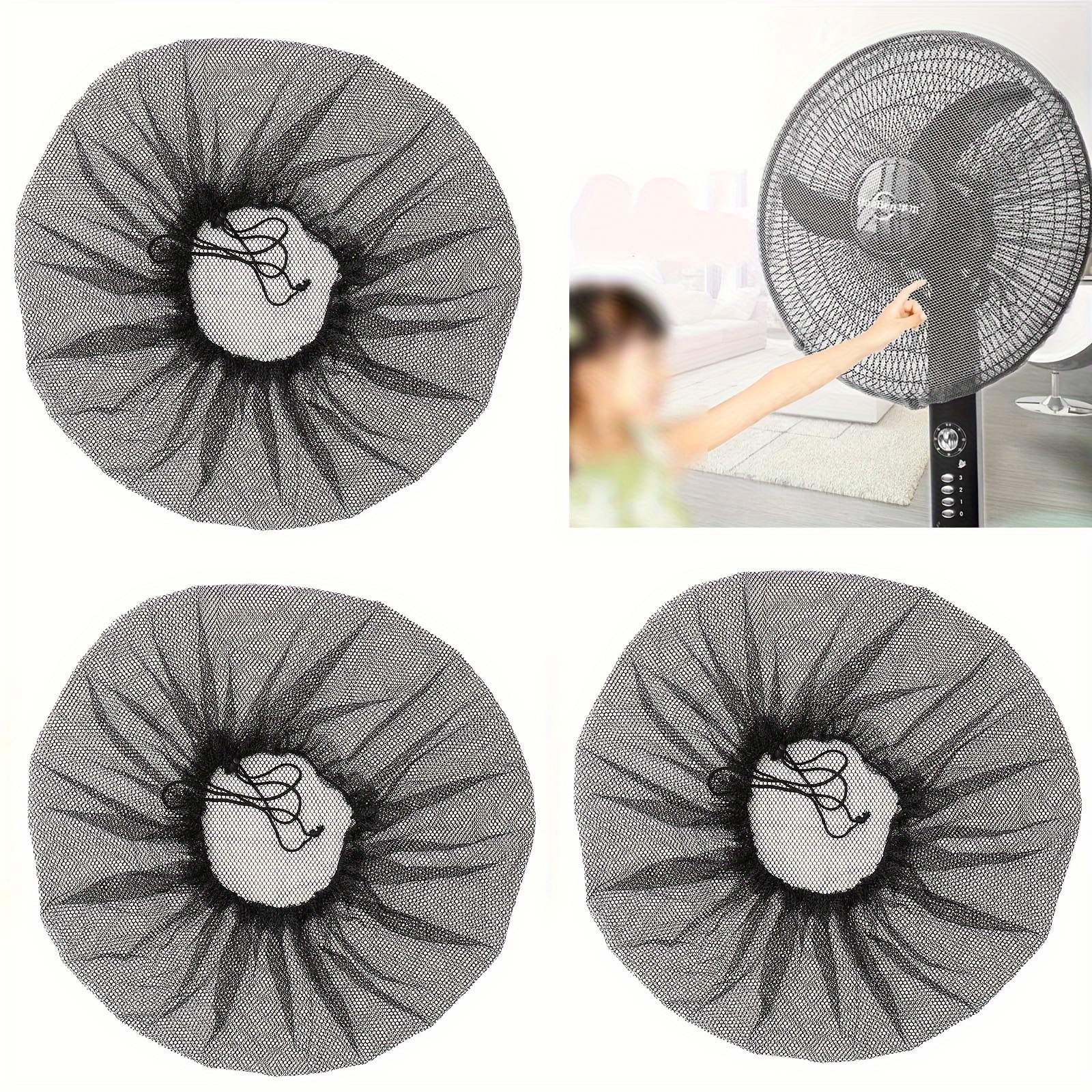 

1pc, 18 Inch Fan Cover, Washable Base Fan Cover, Protective Finger Mesh , Fan Safety Cover, Of Young (black)