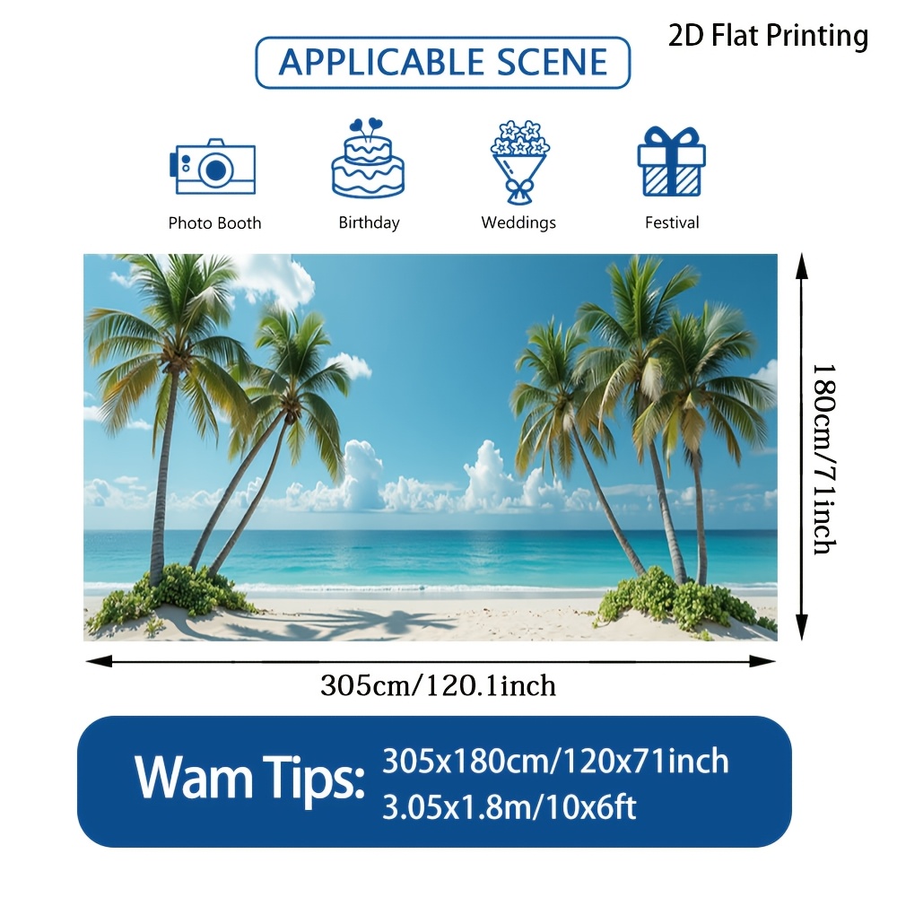 (2d Flat 1pc Hawaii Tropical Beach Garage Door Banner, Decorative And Stylish, Great For Enhancing Outdoor Spaces , 2d Flat