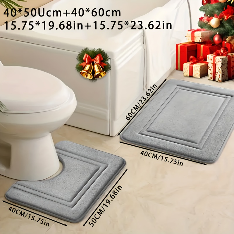 

2-pack Coral Fleece Bath Mats, Non-slip Bathroom Rugs, Soft Comfortable Knit Fabric, Polyester, 530gsm, Rectangle, 1.3cm , For Tub, Shower, Bathroom Accessories, Home Decor