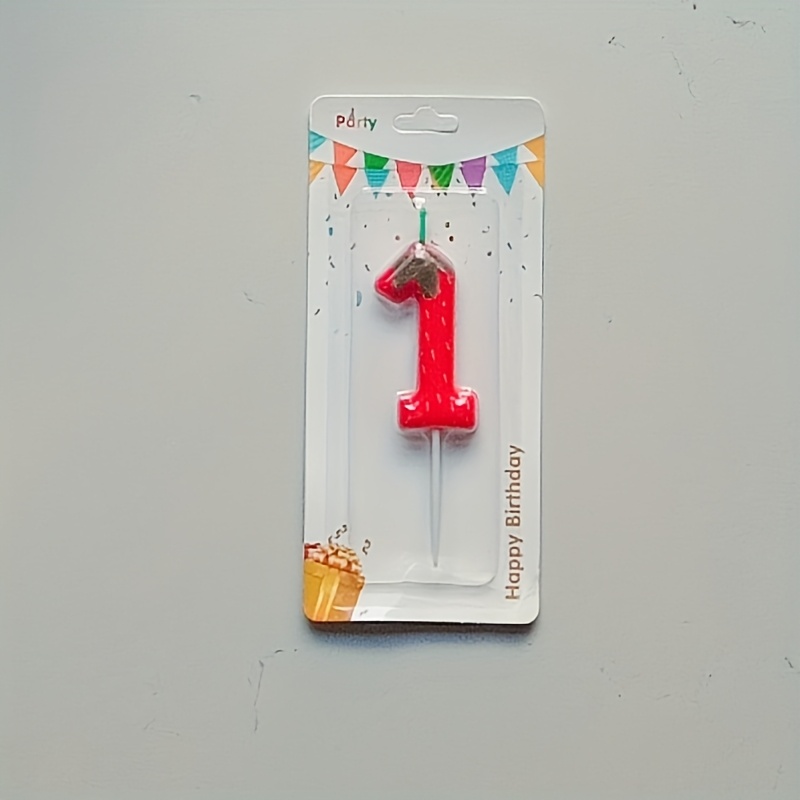 Image of 1pc Red Number Candle 0-9 Birthday Candle Birthday Wish Candle Cake Topper Home Decoration Ornament