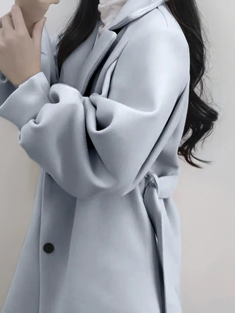 manteau d hiver beige pour femme - à col avec ceinture, manches courtes et structure rigide. col lavable machine idéal pour bureau, décontracté ou (automne/hiver) Détails du produit 10