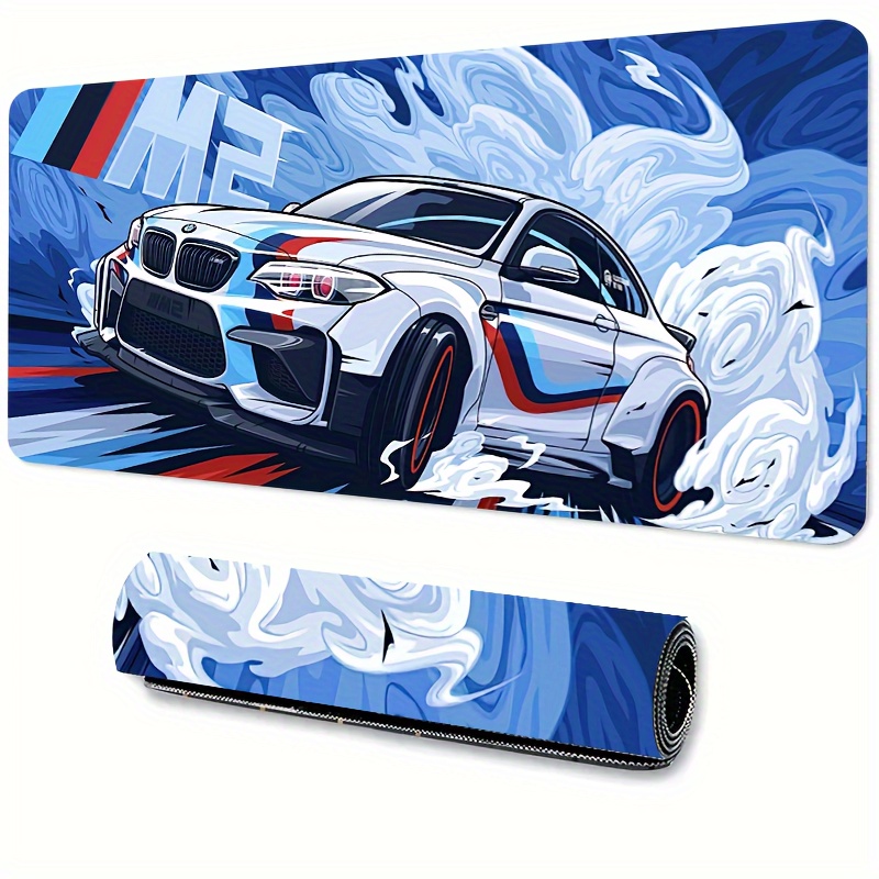 

Tapis de souris étendu à motif de voiture de course - Tapis de bureau oblong en caoutchouc antidérapant, lavable et résistant à l'eau pour le bureau, les jeux et les accessoires informatiques.